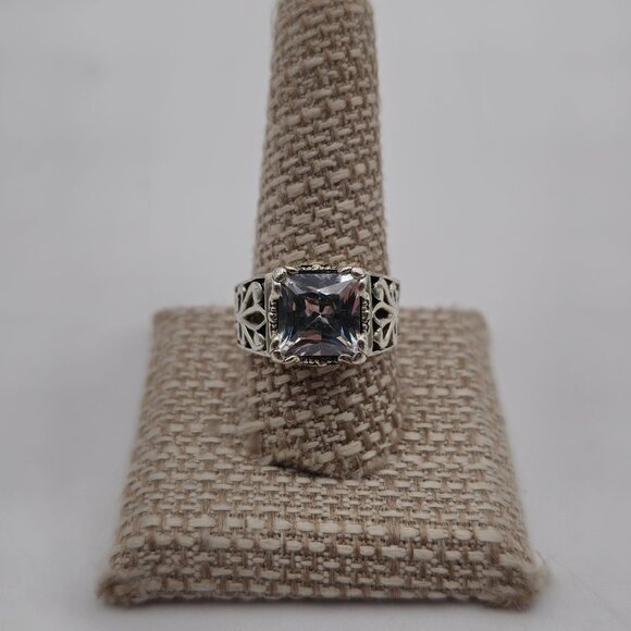 Size 10.25 Sterling Silver Beautiful Square Cubic Zirconia Gem Ring A3350 - Picture 1 of 9